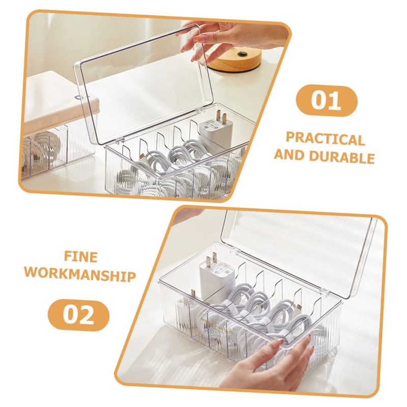 LABRIMP Cable Storage Organizer Box Transparent Dustproof and Moisture Multi