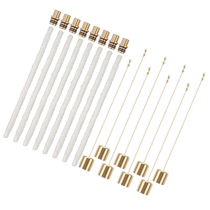 8Pack Wine Bottle Torch Kit Long Life Torch Wicks Brass