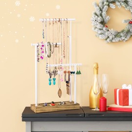 SRIWATANA Jewelry Organizer Display Extra Tall Necklace Holder 3 Tier Jewelry Tree Stand (Carbonized Black）