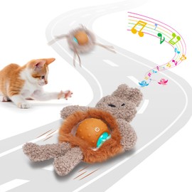 Interactive Cat Toys for Indoor Cats,Fast Moving Ball with Rabbit Cover,Bird Chirping Toy for Bored Indoor Adult Cats,Automatic Kitten Toys,Smart Self Play Ball,Motion Activated, Rechargeable