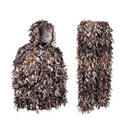 North Mountain Gear Ghillie Suit - Camo Hunting Suit - 3D Leafy Suit - Camouflage Hunting Suit Camo Jacket & Pants - Full Front Zipper, Zippered Pockets - Breathable, Quiet (Woodland Brown, XL)