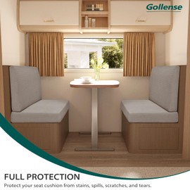 Gollense RV Dinette Cushion Covers, Stretch Camper Dinette Cushion Covers, Sectional Replacement RV Seat Covers for Travel Trailer Couch - Includes 2 Backrest Cover & 2 Bench Cover (T-Khaki)