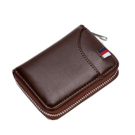 ZOONAI Accordion Wallet RFID Blocking Leather Credit Card Holder Case Zipper Wallet for Women (Brown)