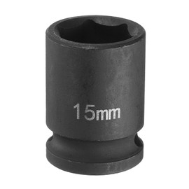 HARFINGTON Deep Impact Socket 3/8" Square Drive by 15mm Metric 6 Point Socket 30mm (1.18") Long CR-MO Steel Industrial Grade Flip Socket for Home Auto Hex Nuts Bolts Repair, Black