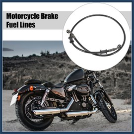 INFINAUTO 90cm 35.43" Motorcycle Braided Brake Clutch Oil Hoses Line Black Stylish Design