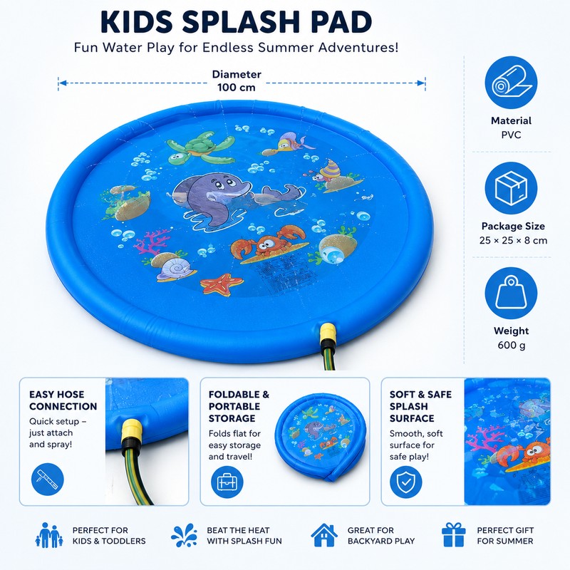 100cm Kids Splash Pad for Backyard Water Play – PVC