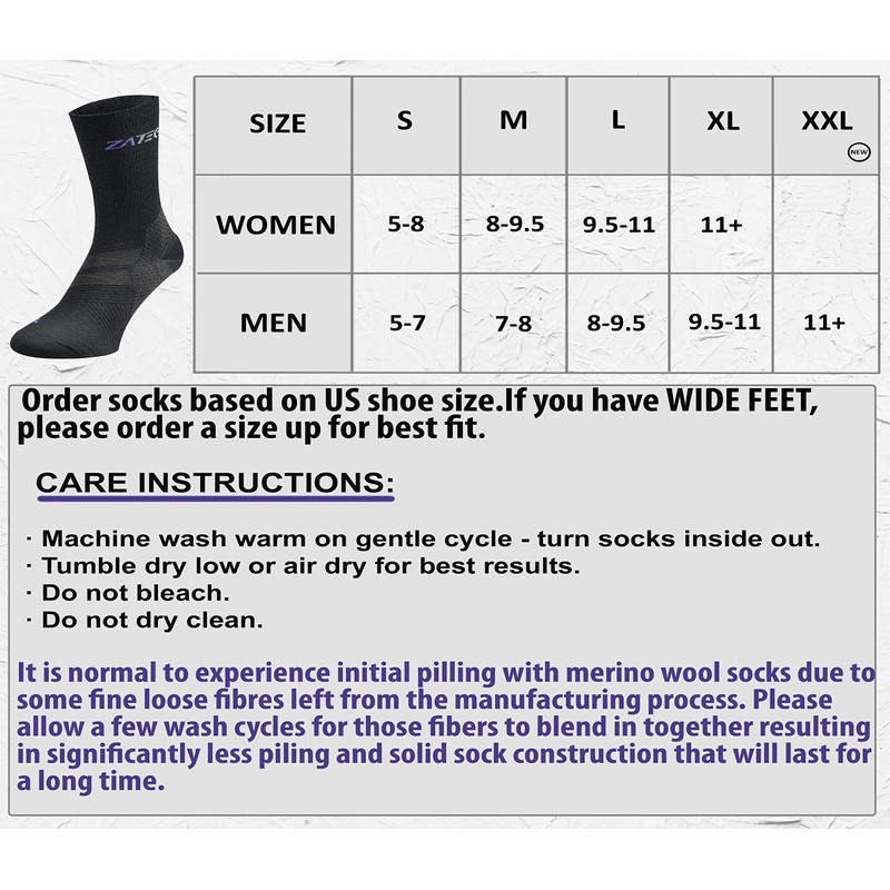 ZaTech Merino Plantar Fasciitis Socks Lightweight Micro Crew Compression Socks,