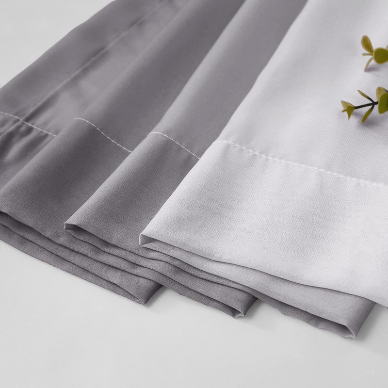 Melodieux Grey Ombre Sheer Curtains - Lightweigth Chiffon Gradient Window