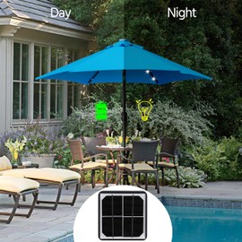 Yaheetech 7.5FT Solar Umbrella LED Lighted Patio Umbrella Waterproof & UV Protection, Market Sunshade w/Tilt and Crank for Backyard, Deck and Pool, Sky Blue