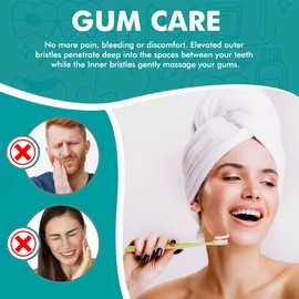 [KENT] CLASSIC Medium Head Extra Soft Toothbrush, Sensitive Teeth & Gums for Adults & Teens - (Set of 6)