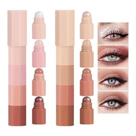 DAGEDA Sombra de ojos en barra de 8 colores, 4 en 1 Sombra de Ojos Mate y Brillante, Lápiz de Sombra de Ojos Neutro de Larga Duración para Maquillaje de Ojos