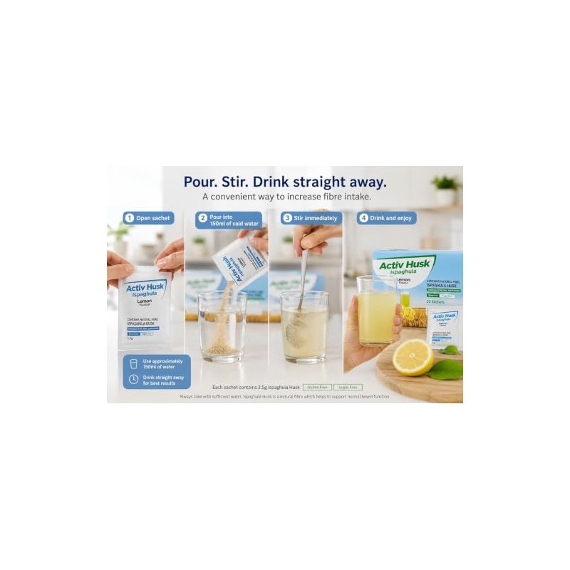 Ispaghula Husk Lemon Drink Sachets | Contains Natural Fibre |