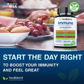 Immune Support Capsules Elderberry with Olive Leaf, Echinacea, Ginger, Chaga & Turmeric Blend - High Potency Immunity Boost Supplement - Immune System Booster Supplement - [120 Capsules]