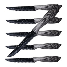Steak Knives, Steak Knives Set of 6, Stainless Steel Steak Knife Set, Serrated Steak Knives , Ergonomic Handles Serrated Steak Knives - Color: Grey