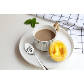 WHING Funny Coffee Spoon Engraved Stainless Steel Spoon, Coffee Magic Spoon for Fans Coffee lovers, Book Lover Bookworm Friends Birthday Graduation Christmas Gifts