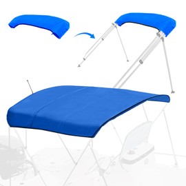 Mionovity 4 Bow Bimini Top Replacement Canvas with Light Hole & Storage Boot, Pontoon Bimini Top Replacement Canvas, 900D Heavy Duty Waterproof Bimini Top Canvas Only Without Frame, 8'L 91"-96"W Blue