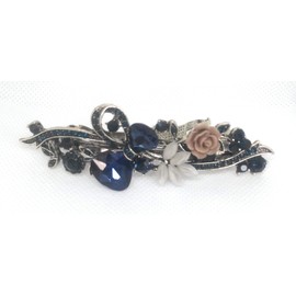 VAccessories Vintage Crystal Spring Hair Clip/Opal Leaf Resin Flower Headwear Jewellery (Blue Crystal Leaf)