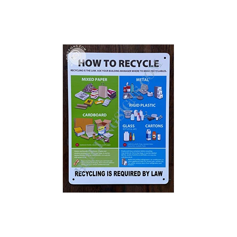 New York City Recycle Sign (White, Rust Free, Aluminium Sign,