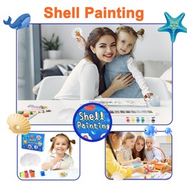 DSYZWEE Shells Painting Children's Set, 12 Pieces Shell for Crafts, Sea Theme Painting Set for Children, Creative Gifts, Suitable for DIY Patterns