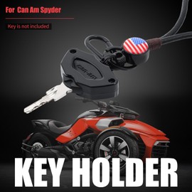 TQROBN Key Holder for CAN AM Spyder, Key Cover w/Metal Keyring Keychain Leather Strap for Spyder F3 RT RTS ST STS RSi Keys (FLAG, BLACK)