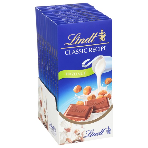 Lindt CLASSIC RECIPE Hazelnut Milk Chocolate Bar, Milk Chocolate Candy, 4.4 oz. (12 Pack)