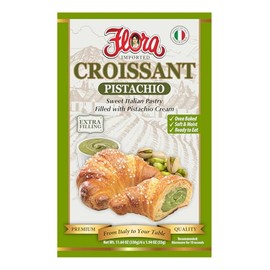Flora Imported Italian Croissant Pistachio – Sweet Pastry Filled with Creamy Pistachio Filling – Oven Baked, Soft & Moist, Ready to Eat – 6 Pack (11.64 oz / 330g)