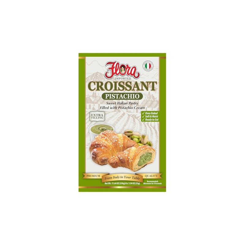 Flora Imported Italian Croissant Pistachio – Sweet Pastry Filled with