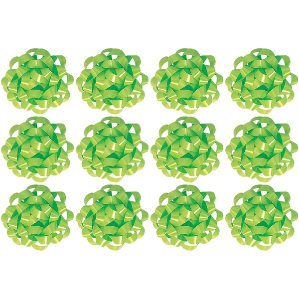 The Gift Wrap Company Decorative Confetti Gift Bows, Medium, Lime, pack of 12
