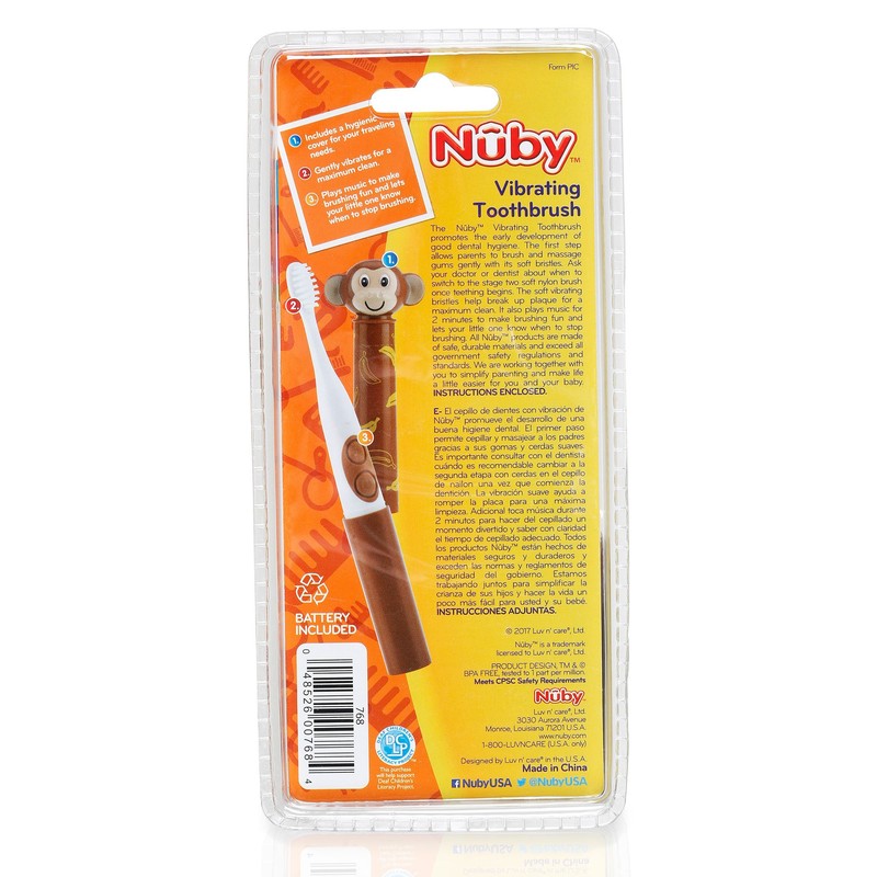Nuby Electric Toothbrush with Animal Character, Monkey