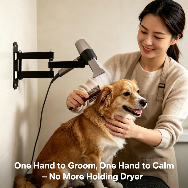 Pet Hair Dryer Wall Mount Stand Hose Tube Holder: Hands-Free