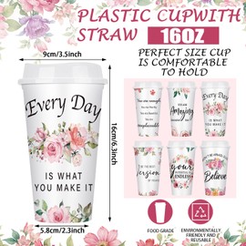 Tioncy 12 Pcs Mother's Day Bible Gifts Bulk Inspirational Gifts for Women Bulk Mothers Day Cups Flower Reusable Coffee Cups with Lids 16 oz Plastic Thank You Christian Religious