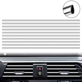 Xotic Tech 10pcs Car Interior Air Conditioner AC Vent Outlet Decoration Strip Covers, PVC Molding Trim (Silver)