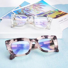 VISOONE Gafas de Bloqueo de Luz Azul Tr90 con Ojo de Gato A La Moda con Antideslumbramiento para Mujer Calida Pequeño Tortuga Pétalo