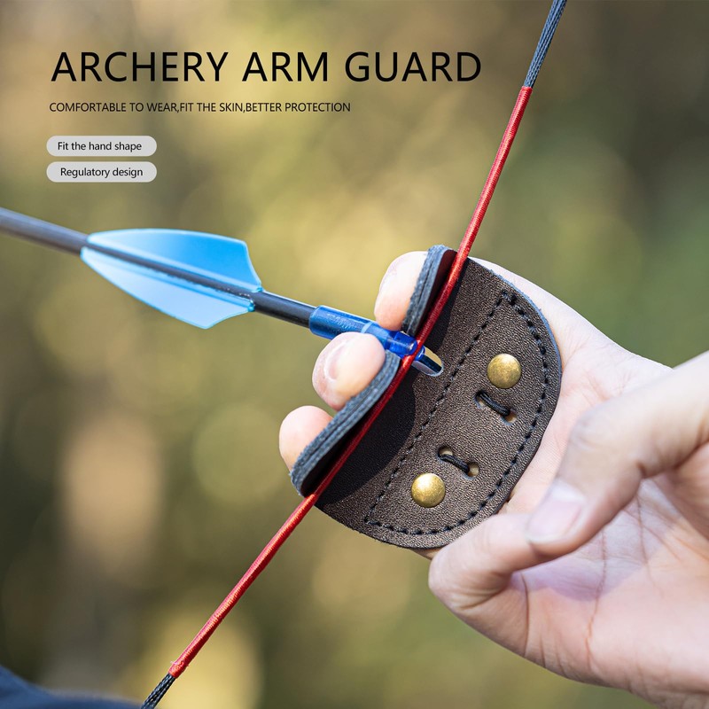 Prespollw Leather Archery Finger Tab – Double Layer Right-Hand Grip