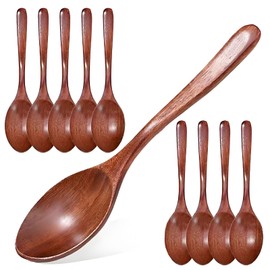 MYTOAU 10pcs Wooden Spoon,Soup Spoons, 5.7in Smooth Honey Spoon Wood Teaspoon Serving Spoons Mini Table Spoon Wooden Utensils for Cooking, Condiments, Honey, Coffee Stirring,Spoons for Daily Use