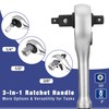 WORKPRO 22-Piece Socket Set with 3-in-1 Ratchet Handle, 1/4, 3/8,