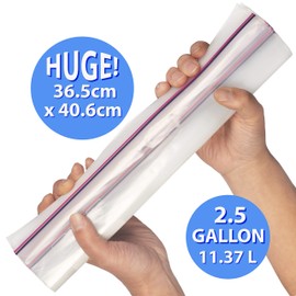 20 x Food Storage Freezer Bags by XupZip - 2.5 UK Gallon Size 11.3L, Reusable, Heavy-Duty Plastic - Airtight and Leakproof Bamboo Seal - BPA Free