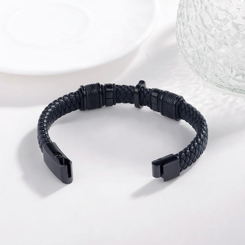 YOUFENG Urn Bracelet for Human Ashes Leather Cremation Cross Bracelet
