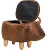 OLizee® Decorative Buffalo Storage Ottoman Footstool Cute Animal Upholstered Stool