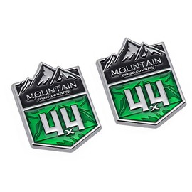 2X Metal Mountain 4x4 Cross Country Emblem Badge Fits Off-Road Car Truck SUV (Silver Green)