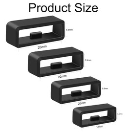 Meliya 8 Pcs Watch Band Keepers, 18mm/20mm/22mm/26mm Silicone Watch Strap Holder Loop Watch Strap Keeper Replacement Watch Band Fastener Rings for Smart Watch Band