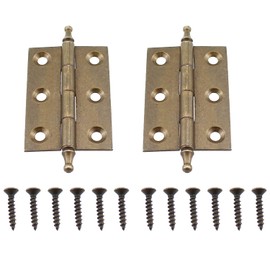 RLECS 2PCS Antique Brass 2 Inch Hinge Crown Head Butt Hinge Antique Brass Cabinet Door Flush Concealed Hinge Length 50MM/2Inch Suitable for Cabinet Door Box Wooden Box and Wooden Door