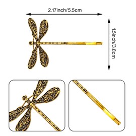 8Pcs Dragonfly Hair Clip Wedding Vintage Decorative Hair Pins Bridal Headdress for Prom Birthday Party Accessories (Gold + Silver)