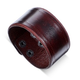 Telooco Gothic Leather Bracelet Black Punk Bracelets Men's Vintage Wide Wrap Bracelet Metal Press Stud Punk Men's Bracelet with Secure Clasp Cuff for Boys Father Gift, One size, Leather, No