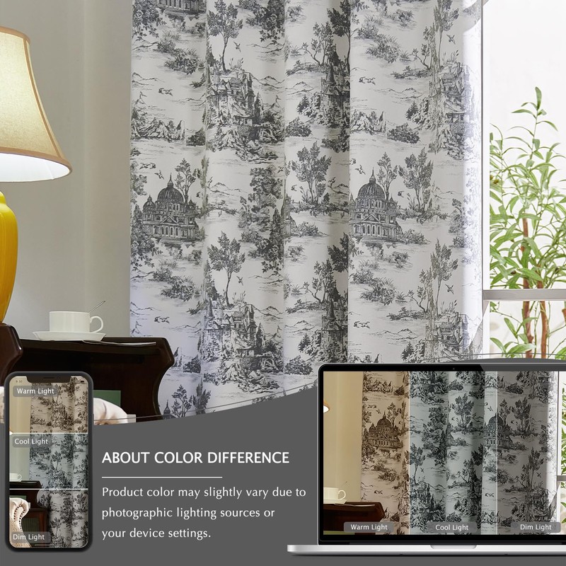 JINCHAN 100% Blackout Toile Curtains for Bedroom, 96 Inch Length