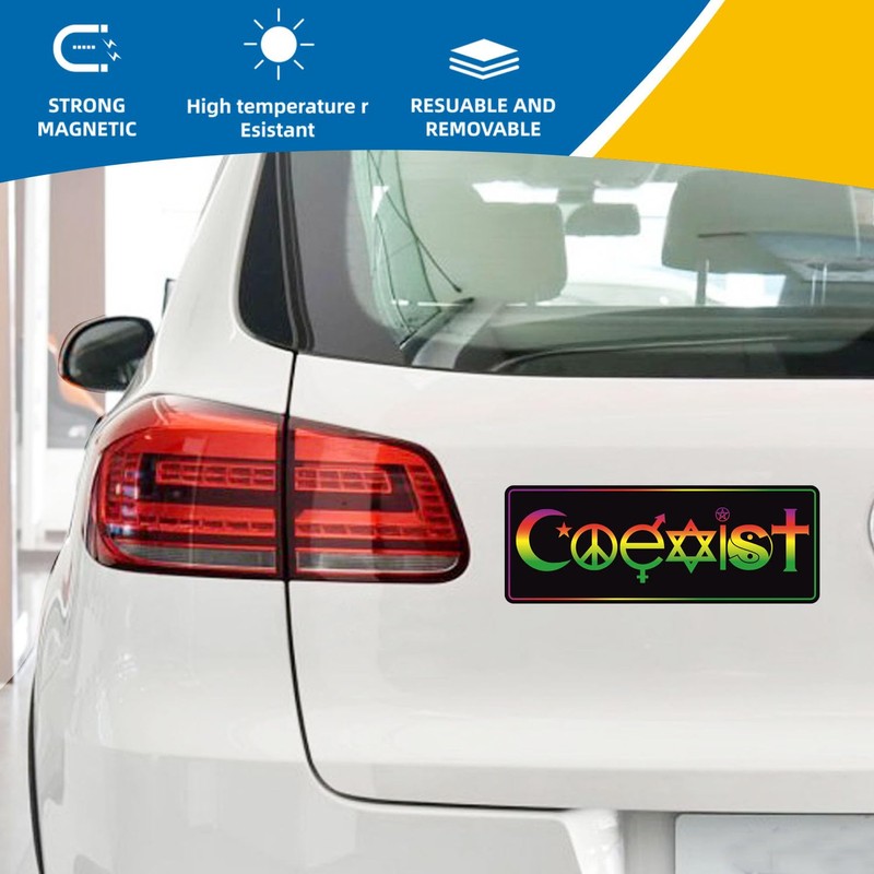 Coexist Symbol Magnet Decal - 3x8 Inches, Automotive Magnet for