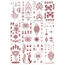 10 Sheets Henna Tattoo Kit, Henna Tattoo Stickers for Women Wedding Party Decorations (Henna Tattoos) 646
