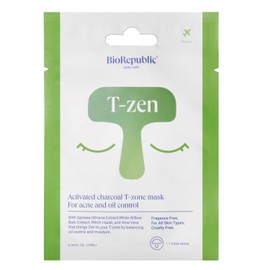 BioRepublic Tzen T-Zone Mask Forehead and Nose Mask with Evermat, Dermapur HP, Activated Charcoal, Witch Hazel Acne, Irritation and Oil Contro| Pack of 6