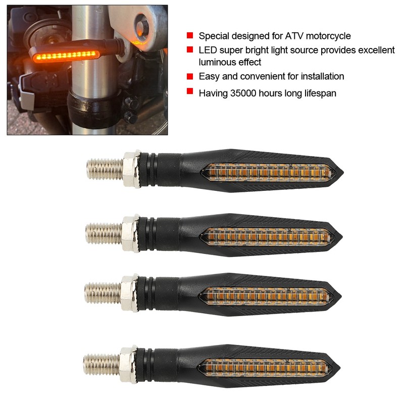 4pcs LED Flowing Water Turn Signal Light Indicator Blinker Flasher