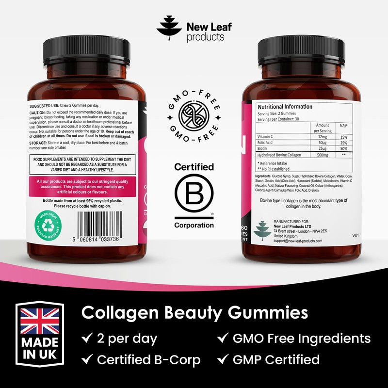 NEW LEAF PRODUCTS Collagen Gummies - High Strength Type l